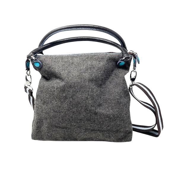 NWOT GABS Firenze Made in Italy Brown Leather and Tweed Convertible Crossbody - Picture 2 of 7